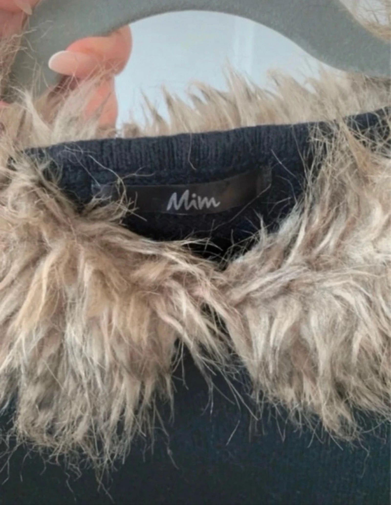 Women's black/beige leopard fur collar sweater - Size M Mim – photo 3